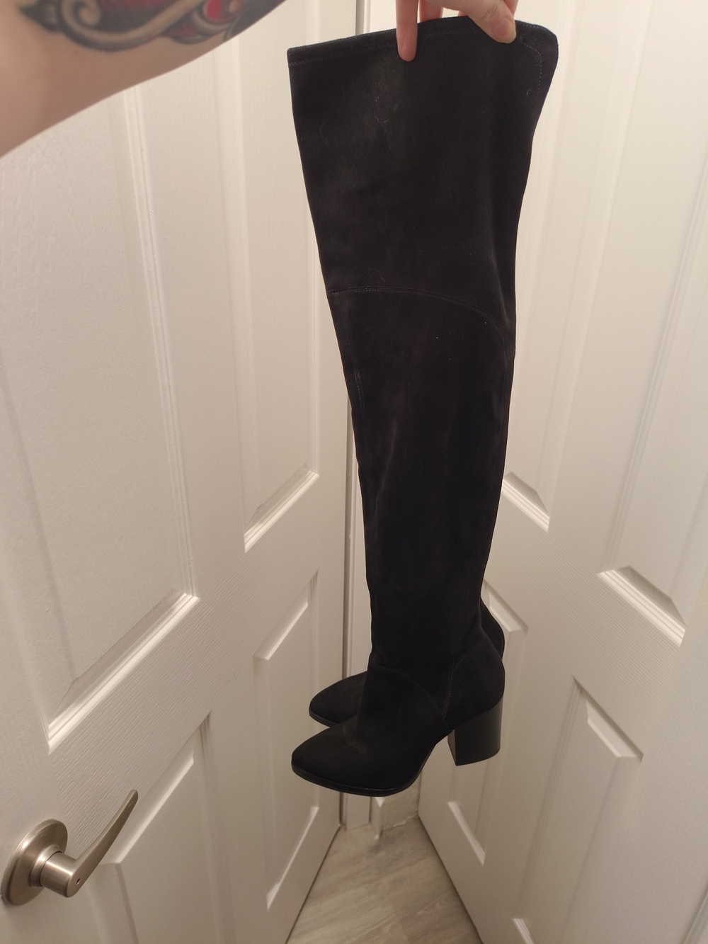 Marc Fisher Heeled Over-the-Knee Boots in Black Suede Y2K Mlarrine